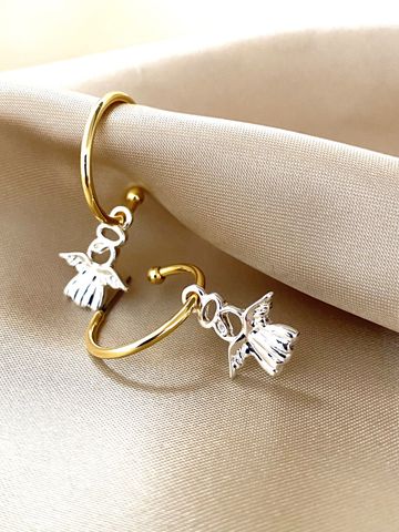 Hovedbilde 60184, &Oslash;redobber, gullfarget ring med Engel 